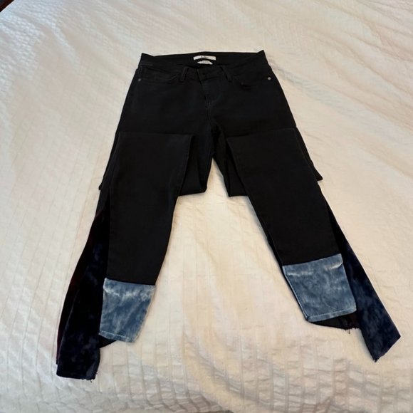 Sam Edelman Women's Black "The Kitten" Mid Rise Skinny Jeans with velvet hem - Picture 2 of 6